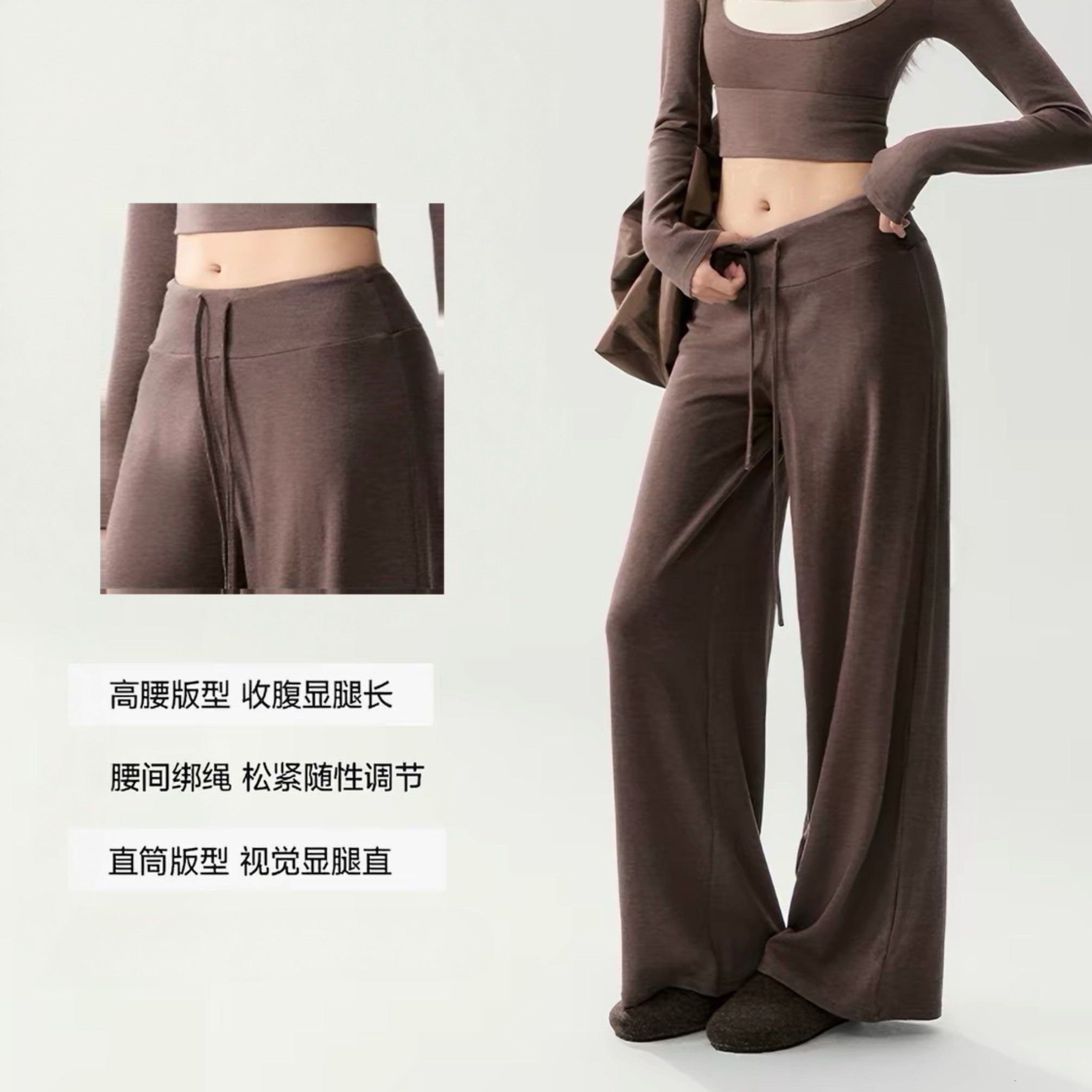 瑜伽裤女宽松健身房普拉提训练服运动长裤套装阔腿松弛健身服秋季
