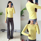 洋白菜修身 圆领瑜伽服透气显瘦弹力运动上衣速干普拉提训练长袖