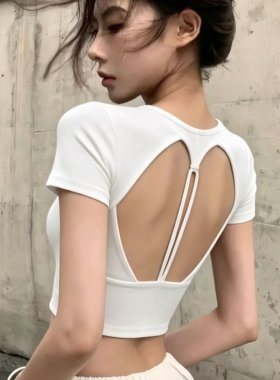 洋白菜女士运动上衣短袖春秋款修身瑜伽服女2026新款显瘦健身服