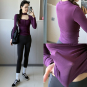 显瘦运动上衣专业跑步普拉提带胸垫健身长袖 修身 新款 瑜伽服女秋季