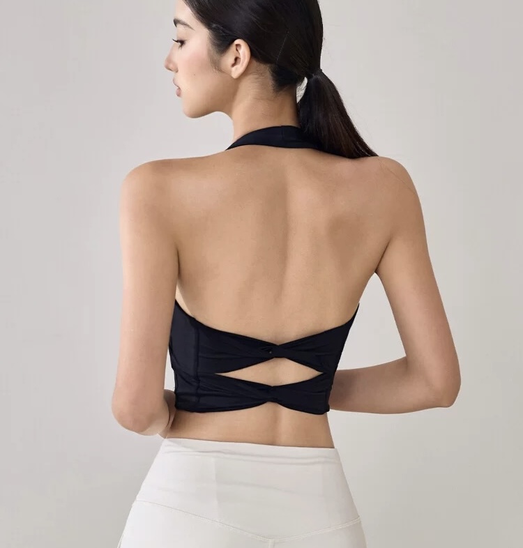 洋白菜挂脖瑜伽背心女防震跑步训练健身文胸美背性感普拉提运动