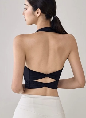 洋白菜挂脖瑜伽背心女防震跑步训练健身文胸美背性感普拉提运动