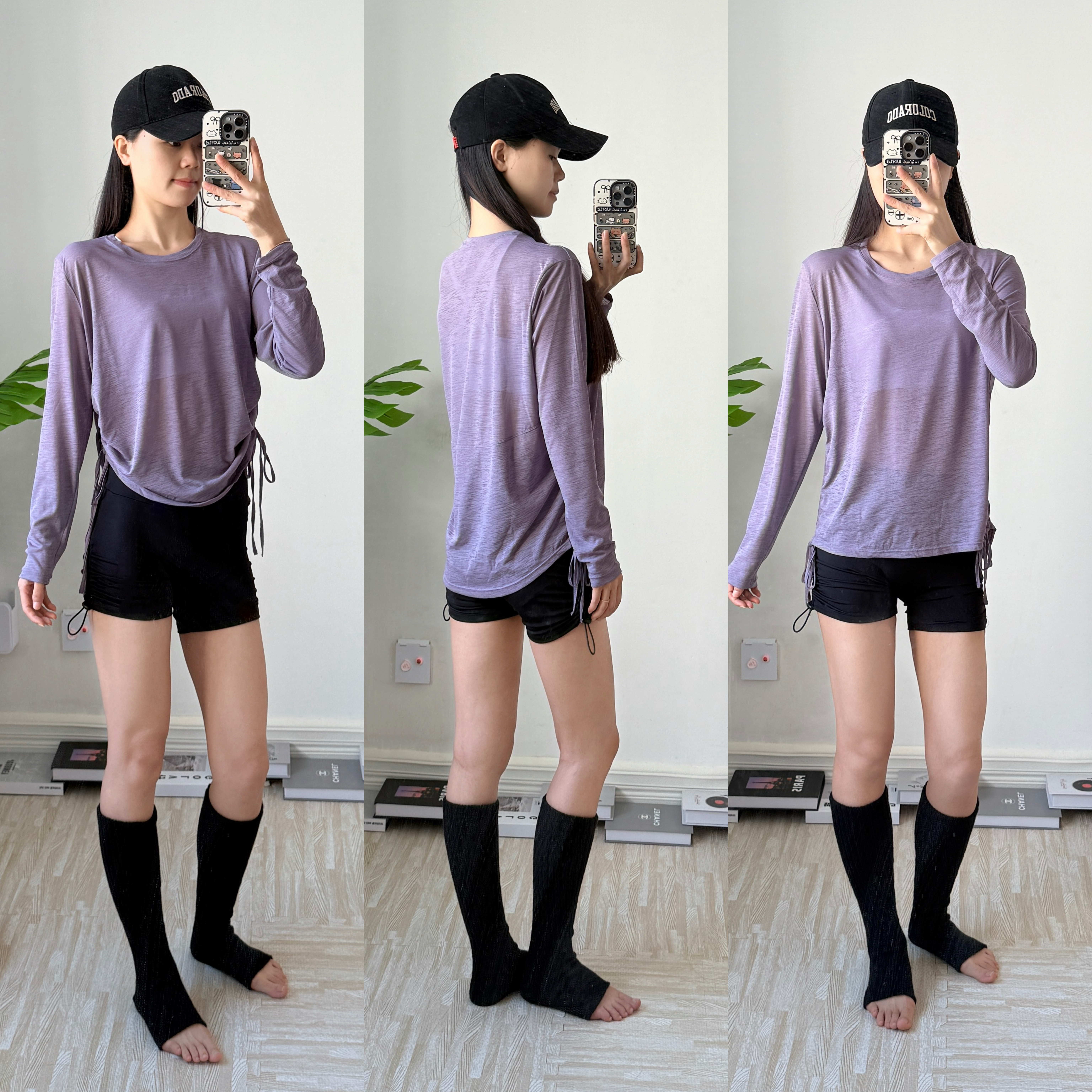 宽松运动上衣女外穿跑步训练罩衫透气速干健身长袖T恤抽绳瑜伽服