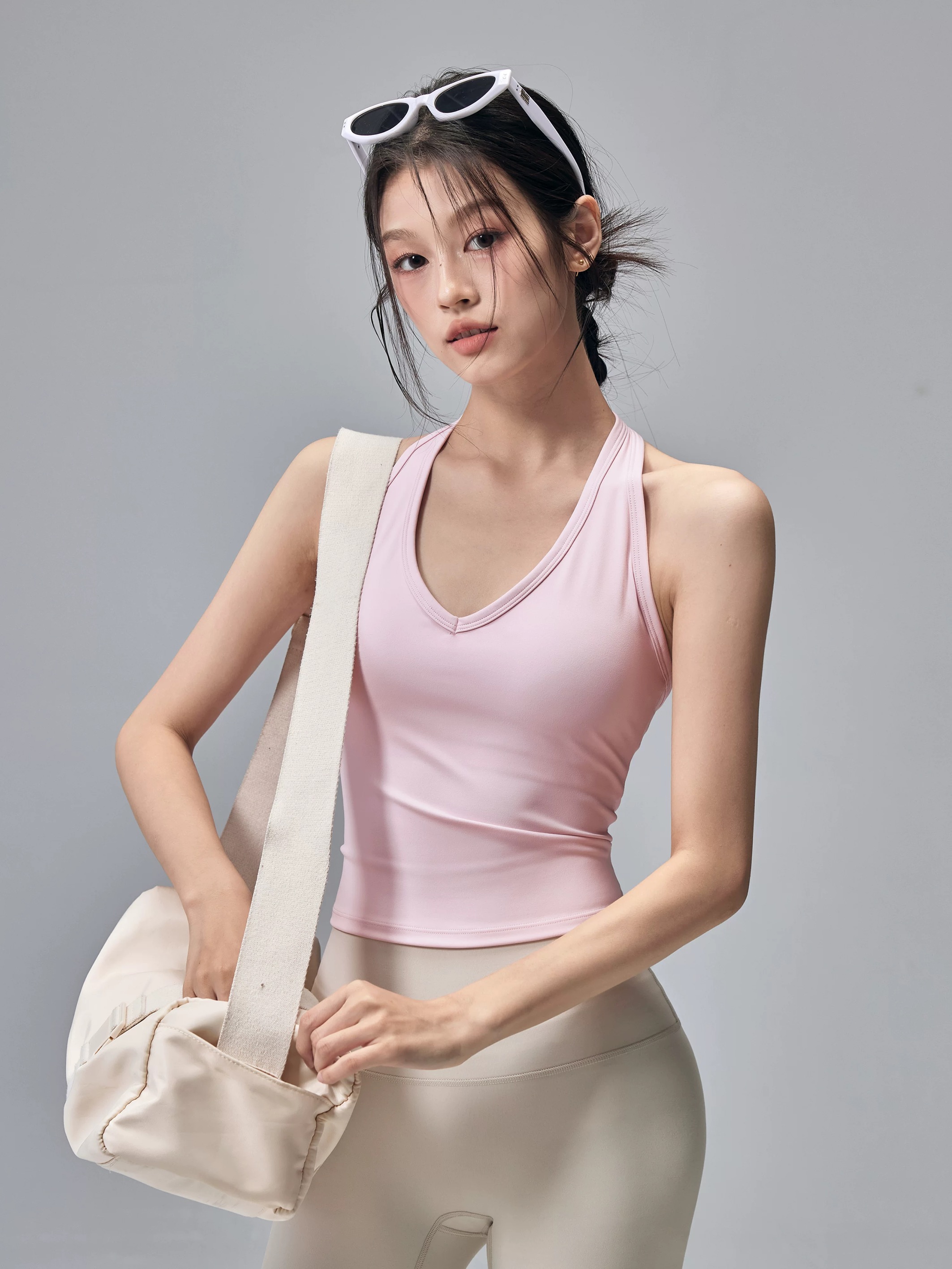 洋白菜挂脖瑜伽服背心带胸垫美背运动内衣夏季透气跑步训练上衣
