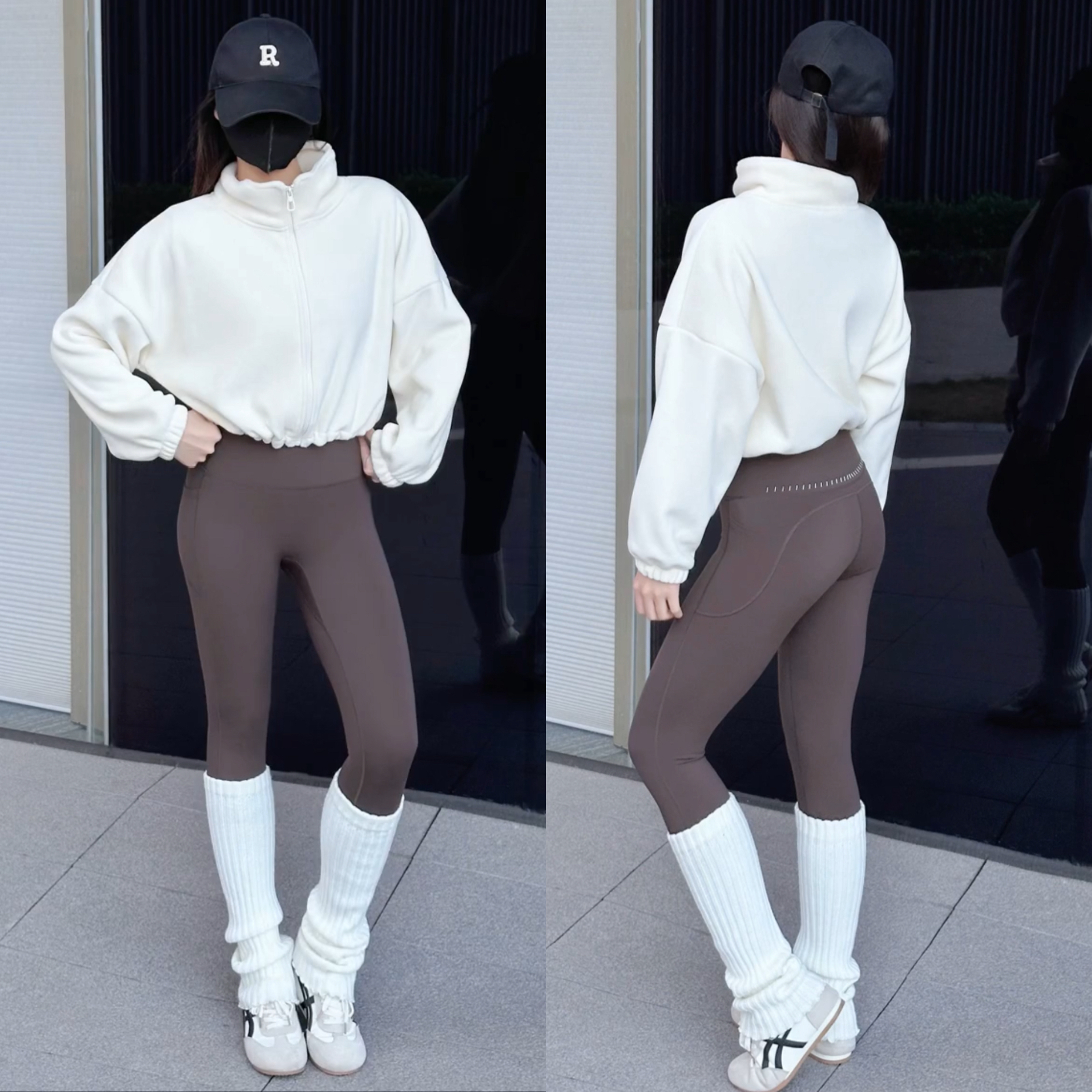 羊羔绒户外运动外套女立领长袖加厚防风瑜伽服跑步摇粒绒健身上衣