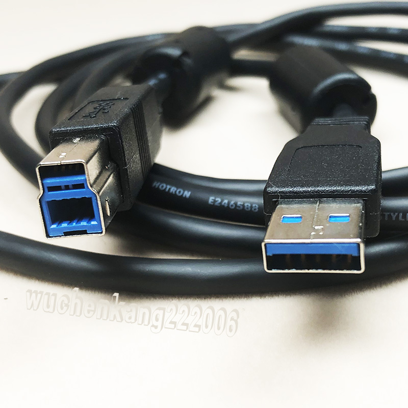 双磁环抗干拢惠普显示器数据上行线USB3.0方口1.8m移动硬盘盒