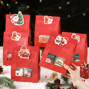 圣诞节饼干包装袋雪花酥太妃牛轧糖果糯米船烘焙打包装礼品空盒子