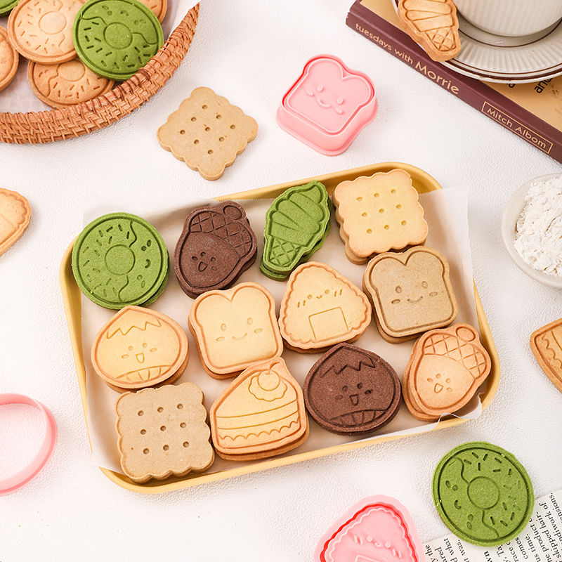 饼干模具可爱吐司甜甜圈美食造型家用曲奇diy按压印花烘焙磨具工