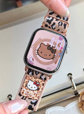 原创豹纹KT尼龙表带适用苹果手表AppleWatchS11iWatchS109华强北8