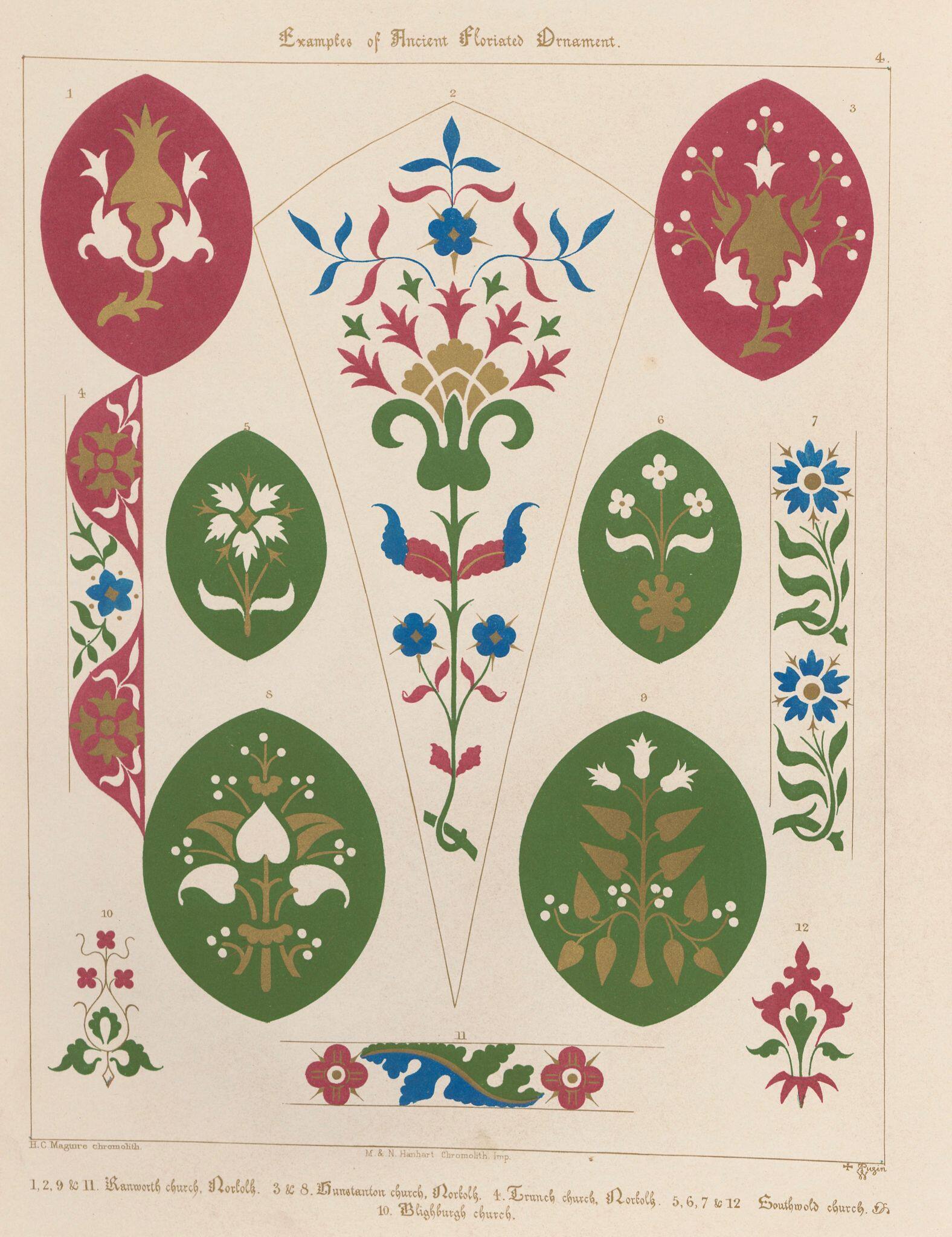 复古欧美哥特式风格装饰图案设计素材手账花卉纹理参考临摹插图