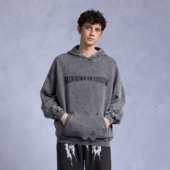 洗水帽衫 RAIN SHADOW 做旧灰色drill潮牌连帽卫衣美式 DOWN