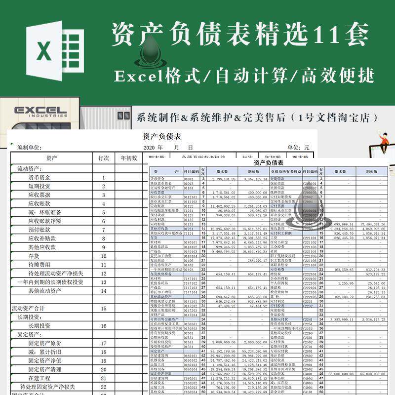 财务资产负债表excel表格自动计算带公式模板 资产负债表电子版