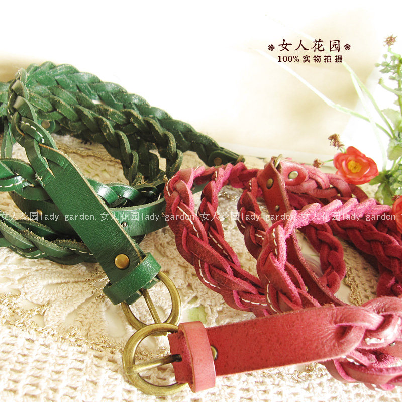女人花园~岛屿家~甜美2色绚丽真皮牛皮双圈腰带皮带