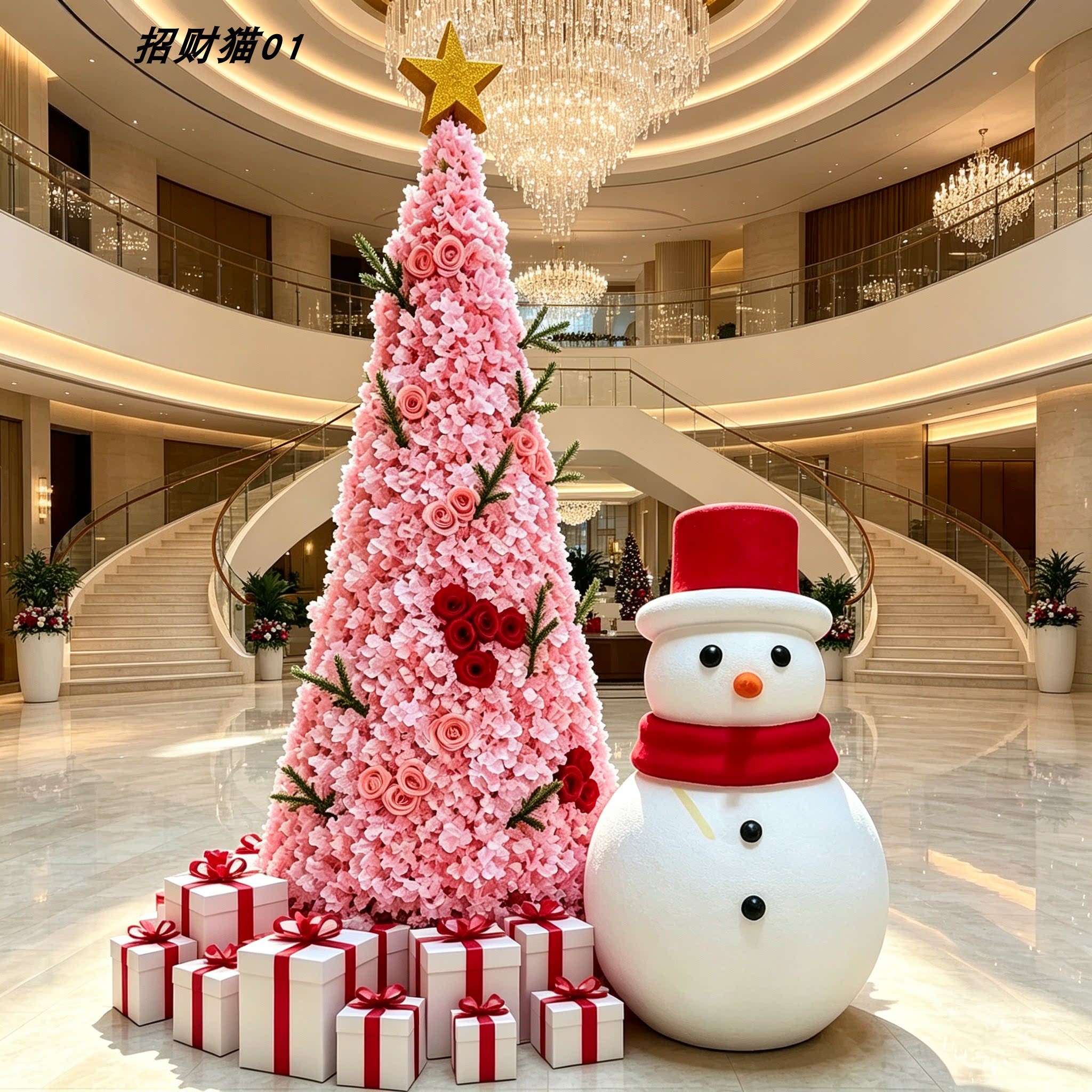 2026新款圣诞树雪人姜饼人商场景区店铺橱窗圣诞节场景布置摆件