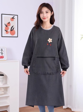 新款加肥特长大码胖人围裙罩衣外穿400斤长袖厨房家用耐脏工作服