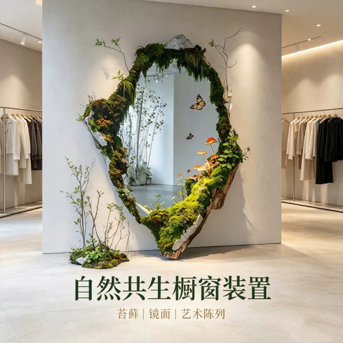 商场美陈创意苔藓镜面拍照打卡