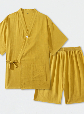 2025新款汗蒸服女款纯棉高档情侣短款日系开衫桑拿服洗浴服睡衣男