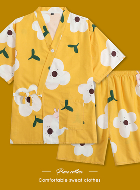 新款汗蒸服女款纯棉可爱洋气家居服日式和服系带桑拿服洗浴足疗服