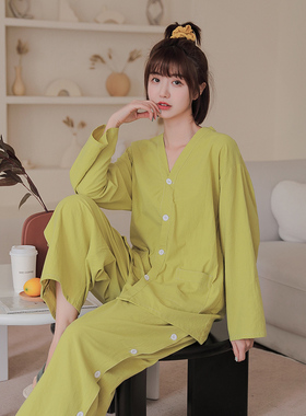 艾灸服女款纯棉长款前后开扣裤子侧开情侣款中医理疗服针灸按摩服