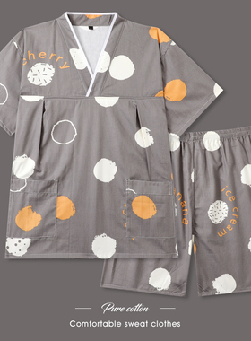 汗蒸服女款纯棉高档情侣短款居家服桑拿服养生洗浴服足疗服睡衣男