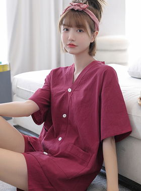 艾灸服纯棉女款前后开扣短款情侣大码男款按摩服中医理疗服针灸服