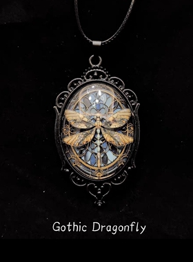 Vintage古着  Gothic Dragonfly 项链 新艺术运动 哥特 复古 小众