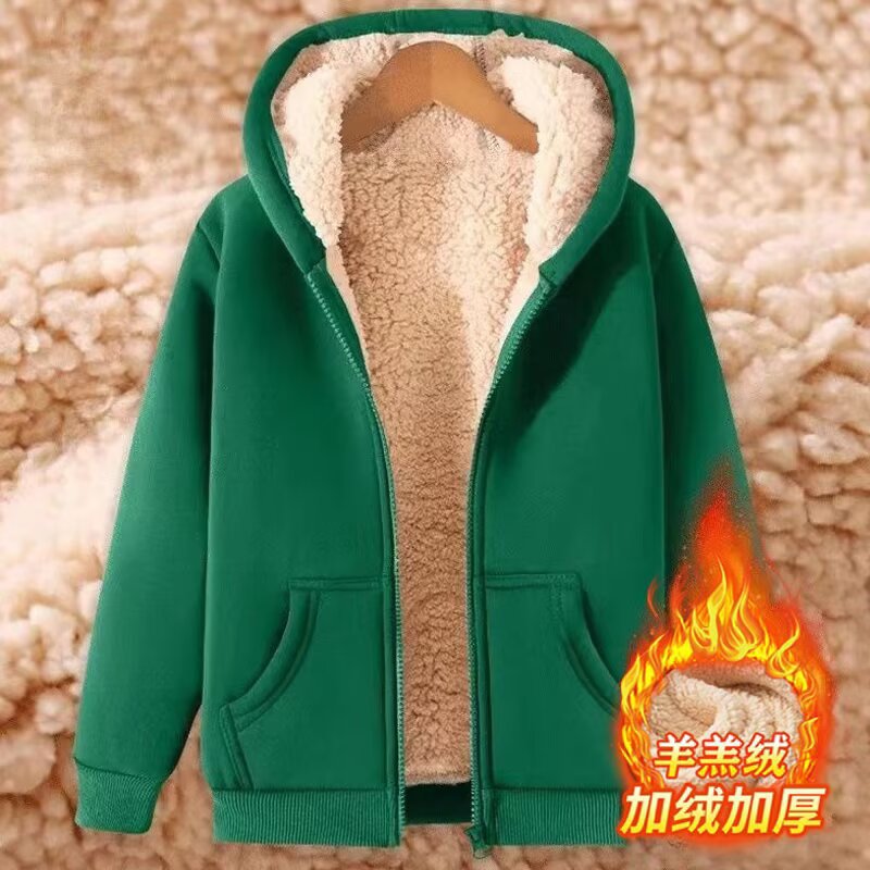秋冬季羊羔绒加厚连帽卫衣