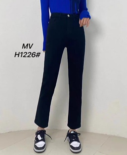 2022年Aoao 春秋不加绒黑色弹力烟筒裤