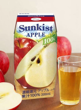 日本进口森永Sunkist饮料100%苹果汁果味苹果汁果味饮料200ml