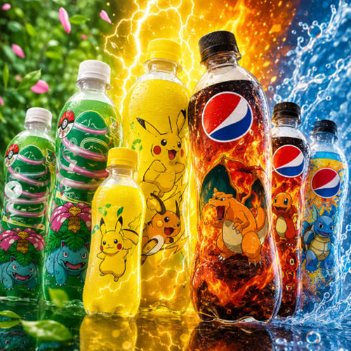 日本进口百事可乐宝可梦限定生可乐Pepsi碳酸饮料汽水600ml
