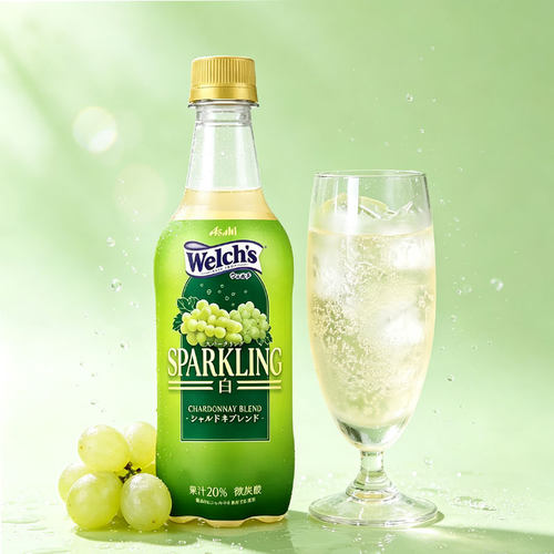 日本进口朝日饮品Asahi韦尔奇白葡萄味碳酸饮料450ml
