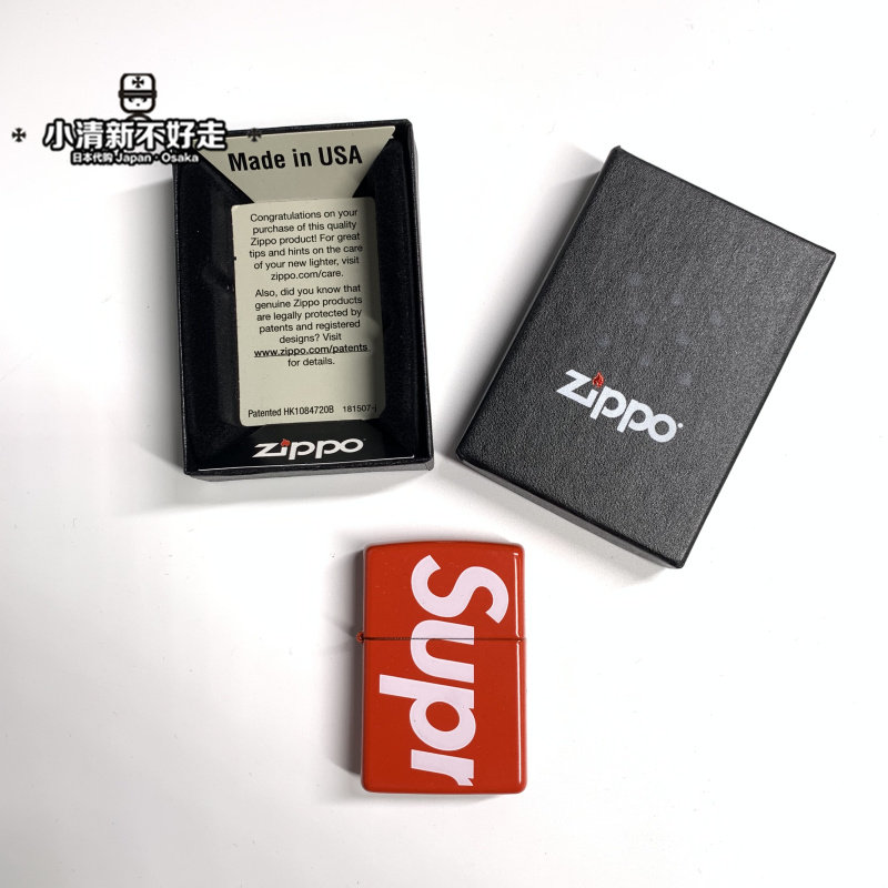 Supreme 18ss BOX Logo Zippo 红色煤油开机打火机