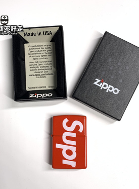Supreme 18ss BOX Logo Zippo 红色煤油开机打火机