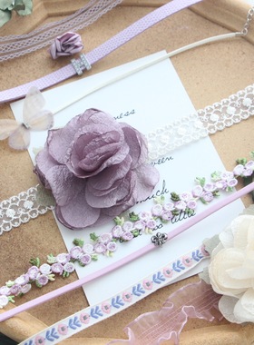 超仙花朵chocker锁骨链少女设计感项圈蕾丝刺绣蝴蝶choker项链女