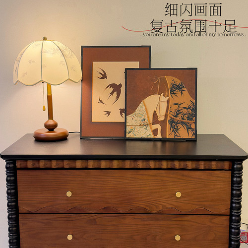 【骏雁呈祥】中古风斗柜桌面摆画复古装饰画电视柜卧室客厅挂画