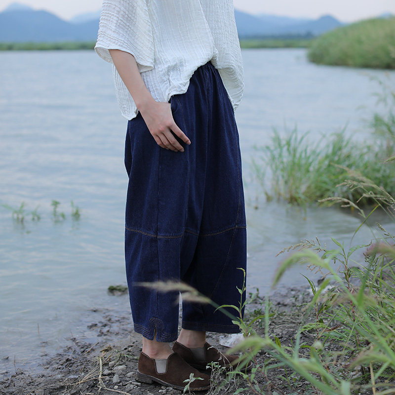 慢慢变蓝原创设计 秋季女士纯棉牛仔裤宽松萝卜裤复古显瘦,女装/女士精品,牛仔裤,淘宝优惠券,粉丝福利购,淘宝优惠卷