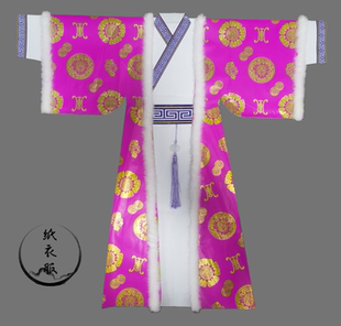 子三件套仙袍神仙衣服 带毛领手工仙衣偏襟长袍带口袋带裤 冬季 款