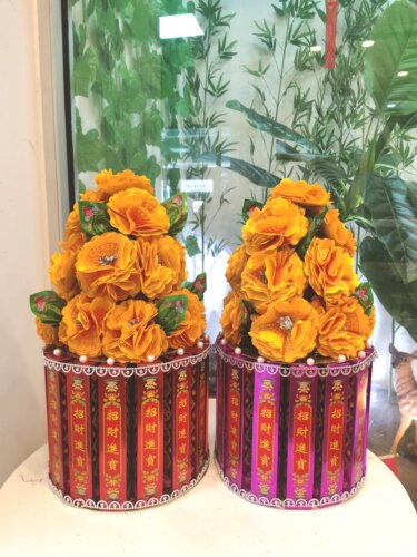 五七花半成品材料包送教程清明十月一周年通用花束用五彩金条