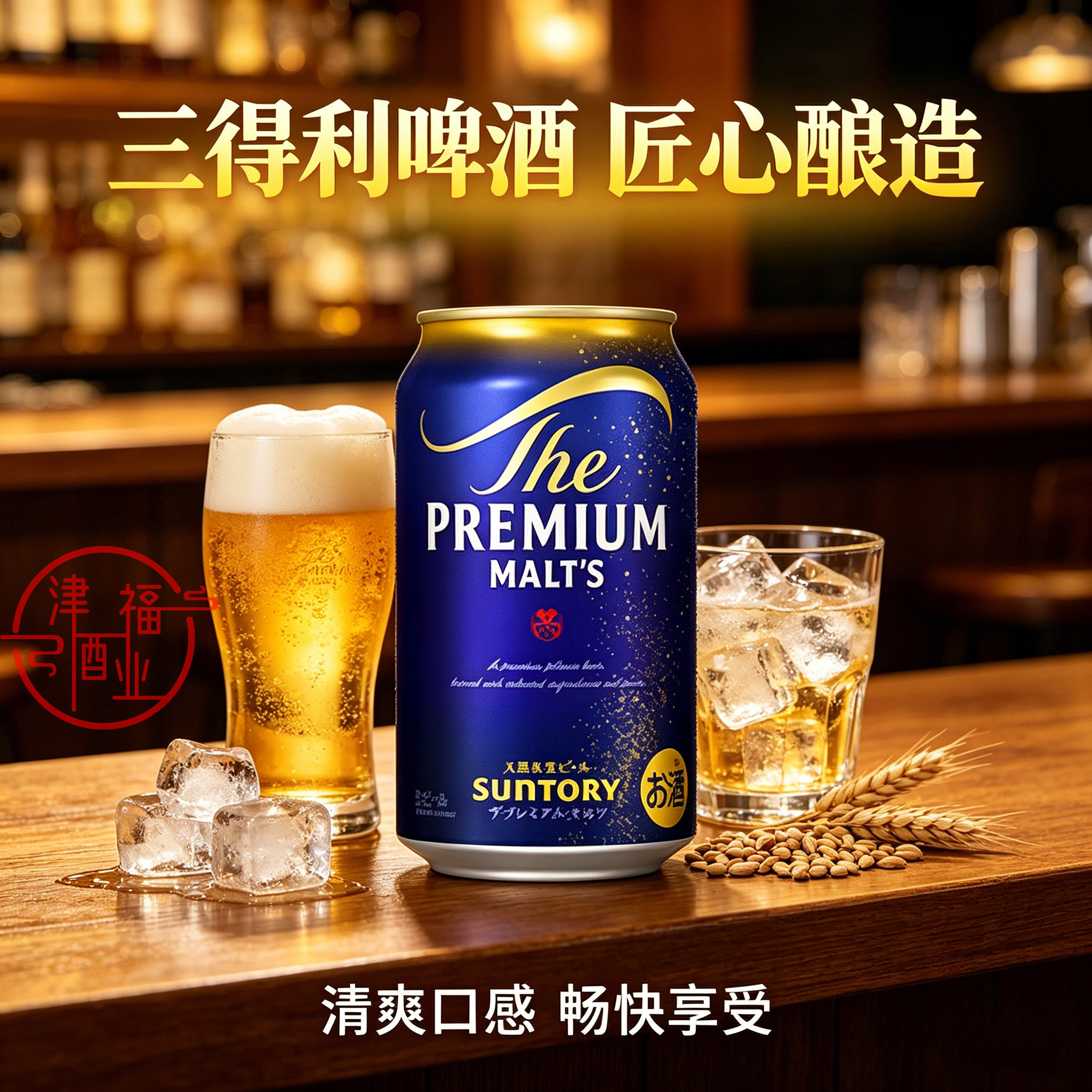 日本进口SUNTORY三得利PREMIUM万志金罐啤酒350ml天然水生啤罐