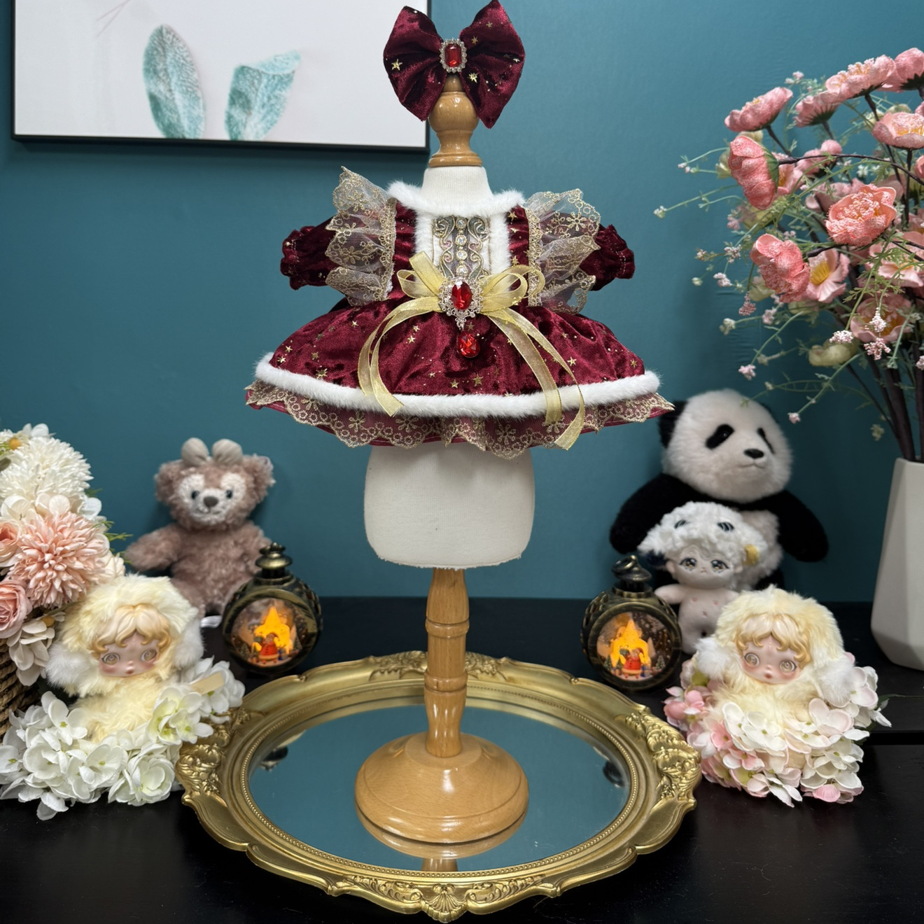 圣诞节红色金丝绒手工40cm娃衣公主裙饼饼裙星黛露玲娜贝儿着替 - 封面