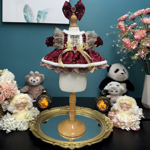 圣诞节红色金丝绒手工40cm娃衣公主裙饼饼裙星黛露玲娜贝儿着替