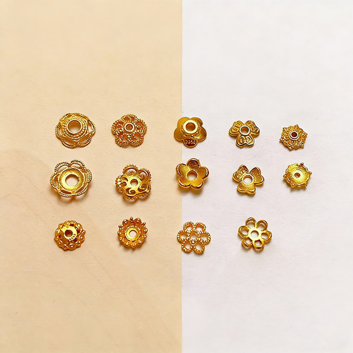 S925银镀金花托散珠花帽隔片垫片隔珠半成品diy饰品手链项链配件