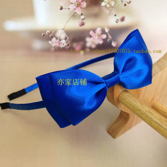 女孩发箍头箍领结款蝴蝶结头扣成人发圈发夹卡子发饰简约百搭宝蓝