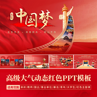 红色动态立体高级PPT模板政企社区演讲汇报述职会动的主题讲课