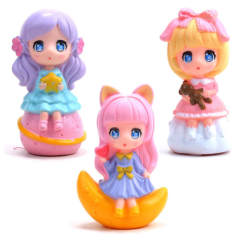 星河美少女蛋糕装饰摆件网红云朵星球可爱女娃娃宝宝生日烘焙插件