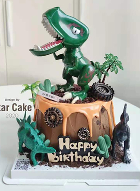 恐龙蛋糕装饰摆件插件霸王龙男宝宝生日周岁儿童侏罗纪小恐龙玩具