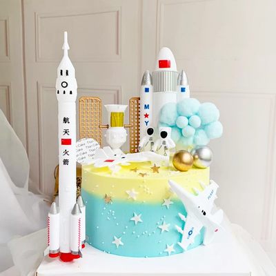 航天飞机宇航员星球火箭蛋糕装饰摆件航空模型男孩儿童生日插件