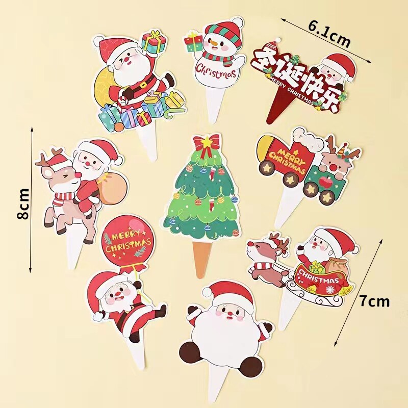 圣诞老人蛋糕装饰插件插牌雪人卡通圣诞树圣诞麋鹿节日装扮摆件