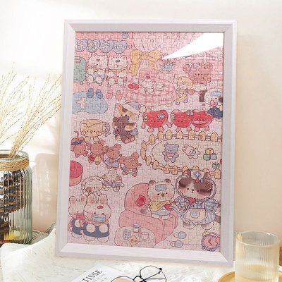 500片卡通纸质平面拼图盒装治愈休闲解压系列儿童益智玩具生日礼