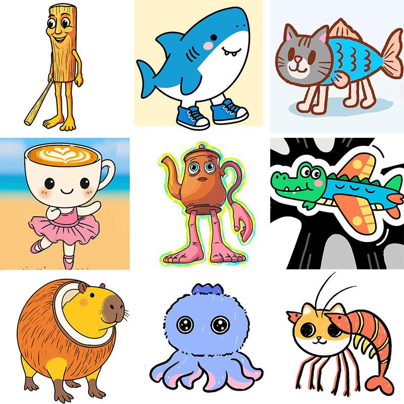 AI美国山海经怪物数字油画 diy手工填色木棍人装饰二次元送人礼物